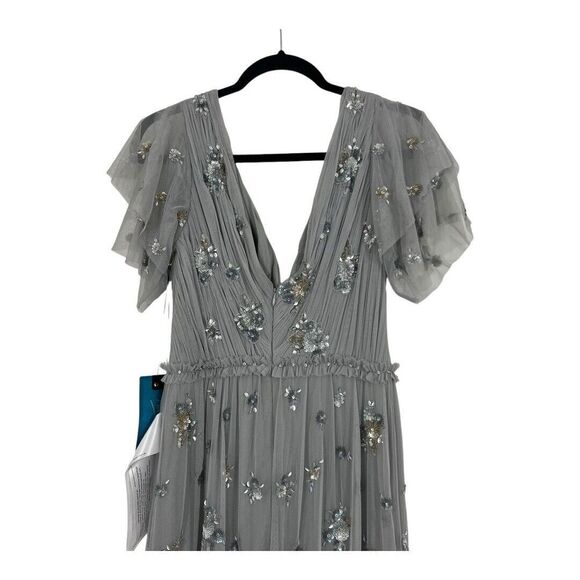 Mac Duggal Size 4 Ruffle Tiered Embellished Flutter Sleeve Gown Formal - Picture 7 of 8